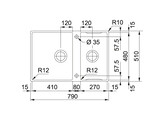 BWX22041271 - 127.0607.056 - Box Center / Vlakbouwspoeltafel / 860 x 510 mm / 2 bakken / Glad /