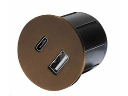 322572 -  Lanesto - Piccolo Rond -inbouwstopcontact met USB-A   C aansluiting - Koper