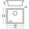 311626 - Cadiz inbouw 1 bak - Fybertec - 500 x 440 - zwart met zwarte korfplug