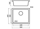 311626 - Cadiz inbouw 1 bak - Fybertec - 500 x 440 - zwart met zwarte korfplug