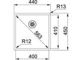 BXX210/1104001 - 127.0390.401 - Box - Vlakbouw-  SlimTop- en onderbouwspoelbak / 440 x 450 mm / Glad