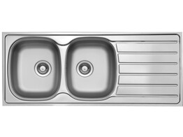 310309 - Lanesto Sevilla - Evier a encastrer 2 cuves avec egouttoir - inox - 1160 xl 2 bakken met verlek - RVS - 1160 x 500 mm - reversible