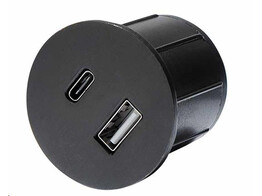 322571 -  Lanesto - Piccolo Rond -inbouwstopcontact met USB-A   C aansluiting - Gun Metal