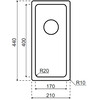 311911 - Lanesto Salamanca- Vlak- en onderbouw - 210 x 440 mm RVS radius R20