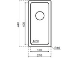 311911 - Lanesto Salamanca- Vlak- en onderbouw - 210 x 440 mm RVS radius R20