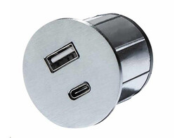 322570 -  Lanesto - Piccolo Rond -inbouwstopcontact met USB-A   C aansluiting - RVS
