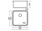 311046N - Lanesto Lugo- Vlak- en onderbouw - 440x440mm  RVS radius R50 met korfplug