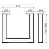 280116 - U-voet van zwart staal zwart gelakt 810 x 720 mm