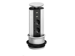 EVOline stopcontact  inbouwbaar  uitschuifbaar  2-voudig   2 USB  Zwart