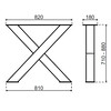 280112 - Kruisvoet van zwart staal gelakt 820 x 880 mm