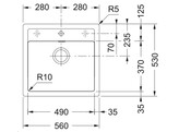 SID610490PW1 - 143.0717.379 - Sirius - Evier a encastrer / 560 x 530 mm / 1 1/2 bassin / Blanc