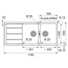 CNG621MB1 - 114.0714.223 - Centro - Evier a encastrer / 1160 x 500 mm / 2 bassins / Noir Mat / Reversible
