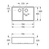 Butler Sink 80 x - Double-bowl sink - Ebony Ceramicplus - 795 x 500 x 220 mm