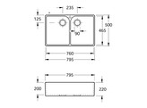 Butler Sink 80 x - Double-bowl sink - Ebony Ceramicplus - 795 x 500 x 220 mm