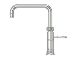 Classic Fusion Square  koud  warm en kokend-water-kraan met kindveilige  dubbel druk-draai bedieningsknop  RVS