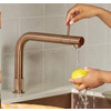 Front  koud  warm en kokend-water-kraan met kindveilige  dubbel druk-draai bedieningsknop  Rose Koper