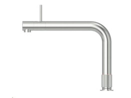 Front  koud  warm en kokend-water-kraan met kindveilige  dubbel druk-draai bedieningsknop  RVS