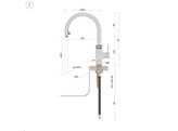 Flex Round  koud  warm en kokend-water-kraan met kindveilige  dubbel druk-draai bedieningsknop en uittrekbare perlator  RVS