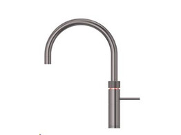 Fusion Round  koud  warm en kokend-water-kraan met kindveilige  dubbel druk-draai bedieningsknop  Gunmetal.