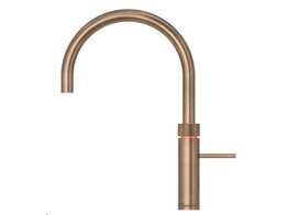 Fusion Round  koud  warm en kokend-water-kraan met kindveilige  dubbel druk-draai bedieningsknop  Messing Patina  Living Color .