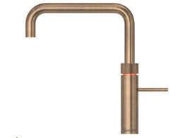 Fusion Square  koud  warm en kokend-water-kraan met kindveilige  dubbel druk-draai bedieningsknop  Messing Patina  Living Color .
