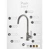 Push 3-in-1 - Ronde kraan - Inox - Click Single/Combi Titanium - kokend