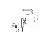 Push 3-in-1 - Haakse kraan - Inox - Click boiler Single/Combi Titanium - kokend