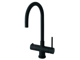 3-in-1 - Ronde kraan - Sturdy Black - Single Titanium - kokend