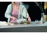 3-en-1  Robinet rond  Or  Titane simple  eau bouillante