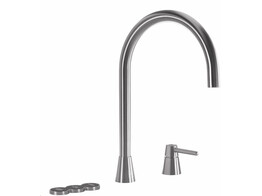 Osiris Design Cone 5-in-1 - tweegatskraan rond - Inox - Combi Extra Titanium - kokend  gekoeld en bruisend br/ Opgelet  Artikel bestaat uit 3 dozen 