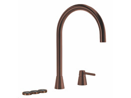Osiris Design Cone 5-in-1 - tweegatskraan rond - Copper - Combi Extra Titanium - kokend  gekoeld en bruisend br/ Opgelet  Artikel bestaat uit 3 dozen 