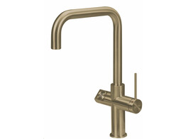 Click 3-en-1 - Robinet coude - Patinated Brass - Click Boiler Simple/Combi Titanium - eau bouillante