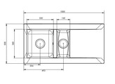 Lanesto Cadiz - Inbouwspoeltafel 1 1/2 bak met verlek - Fybertec - 1000 x 500mm