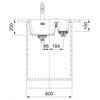 MRG160SGL1 - 125.0692.240 - Maris - Onderbouwspoeltafel / 553 x 433 mm / 2 bakken / Grote bak links / Steengrijs