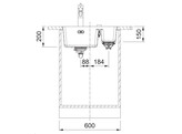 MRG160SGL1 - 125.0692.240 - Maris - Onderbouwspoeltafel / 553 x 433 mm / 2 bakken / Grote bak links / Steengrijs