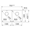 MRG120OX1 - 125.0692.245 - Maris - Onderbouwspoeltafel / 753 x 433 mm / 2 bakken / Onyx